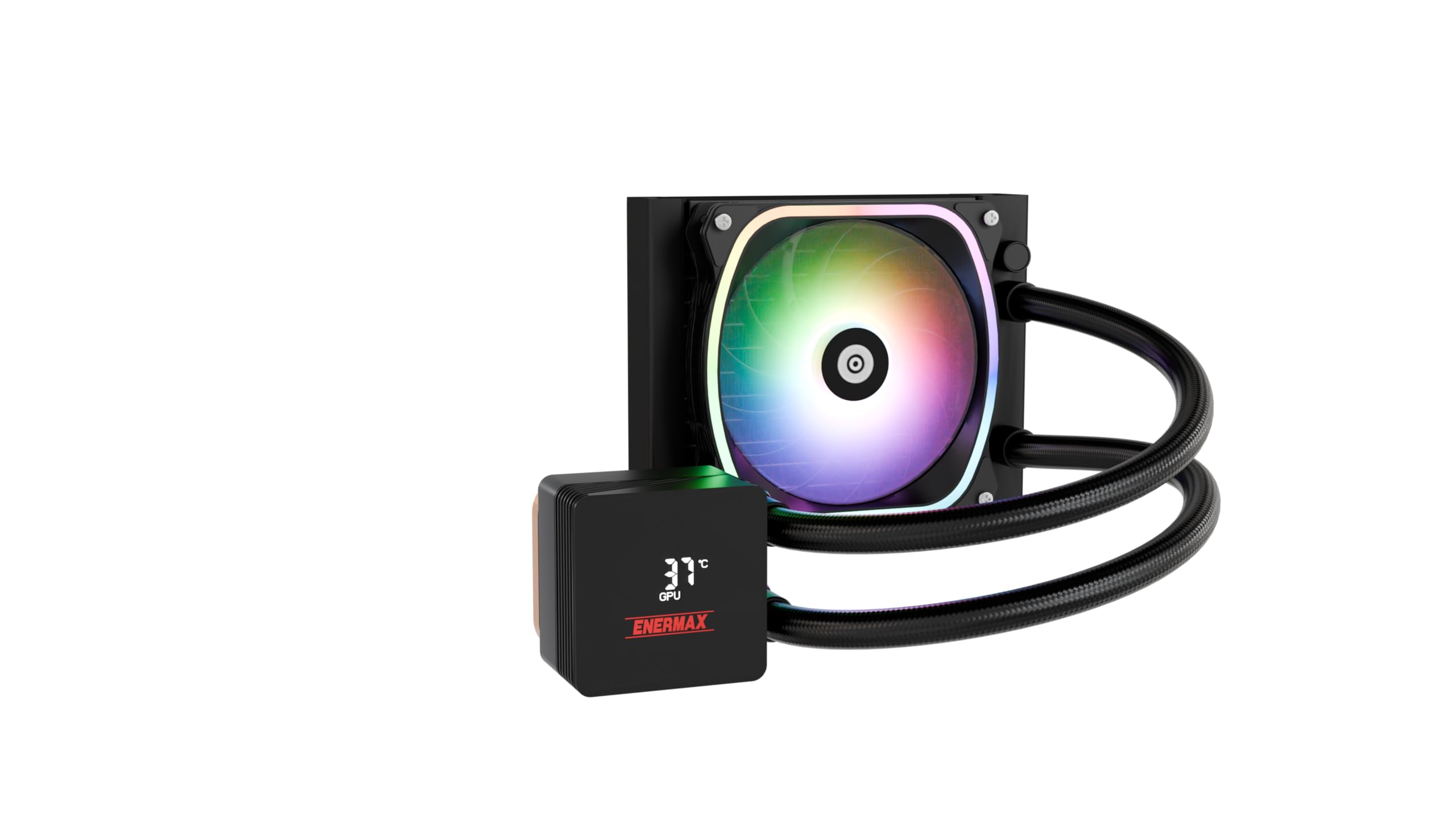 ENERMAX AquafUSION II 120 mm ARGB AIO CPU chłodzenie wodne|Dual Chamber|TDP 310W+|Intel LGA 1851/1700/115x/2066|AMD AM5/AM4 | cyfrowy wyświetlacz |1 x wentylator SquA RGB ADV 120 PWM, ELC-AQFS120-SQA