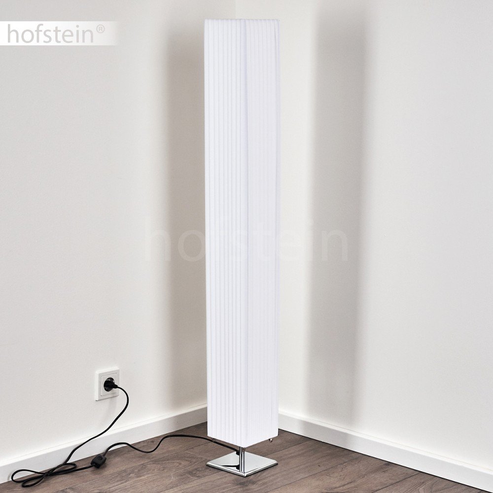 Stehlampe Newtok, moderen Stehleuchte aus Textil/Stoff in Weiß, 2 x E27-Fassung, mit Fußschalter am Kabel, ohne Leuchtmittel