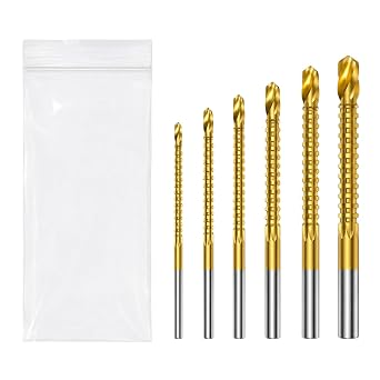 6 Pcs Titanium HSS Drill & Saw Bit Set 3-8mm, 135  Split Point Drill Bits for Wood Metal Plastic Cutting, Carpenter Hole Drilling Tool