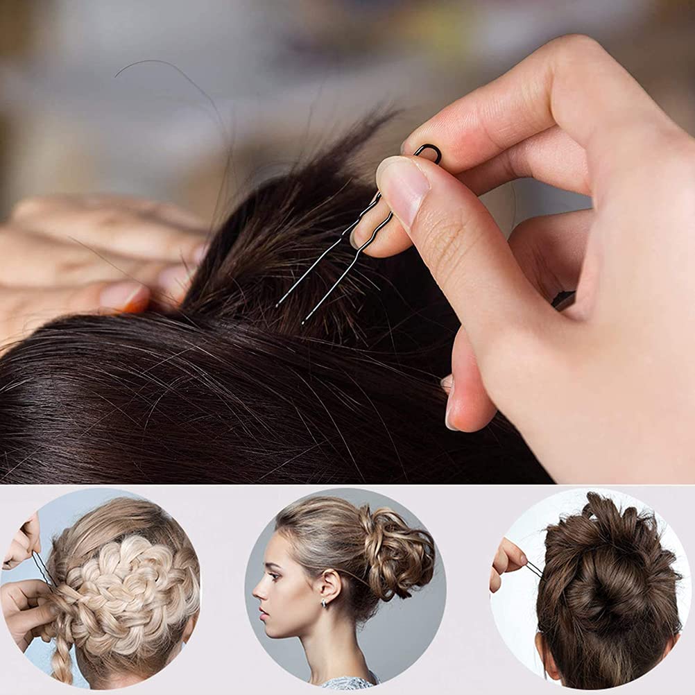 Horquillas para el Pelo 5 cm 6 cm Metal en Forma de U Invisible con Caja de Almacenamiento 200 Piezas Negro Marrón
