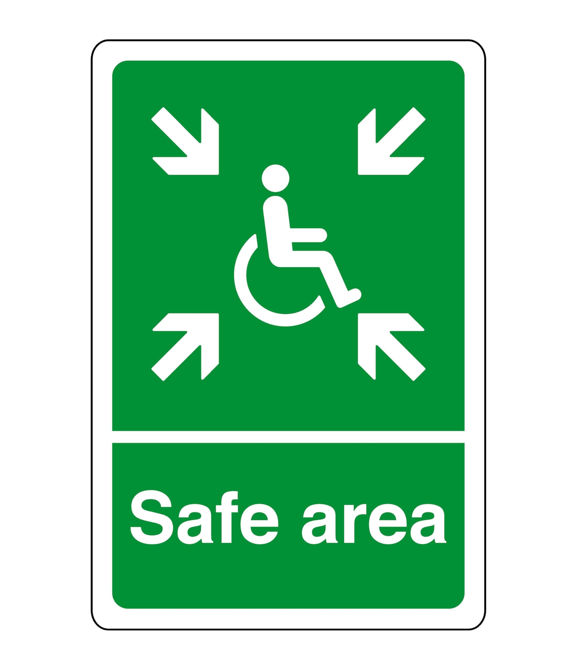 Safe area sign - safety sign - business signs, carpark safety signs - 1.2mm Rigid plastic for indoor/outdoor usage (400mm x 300mm) Viewing Distance within 14m.
