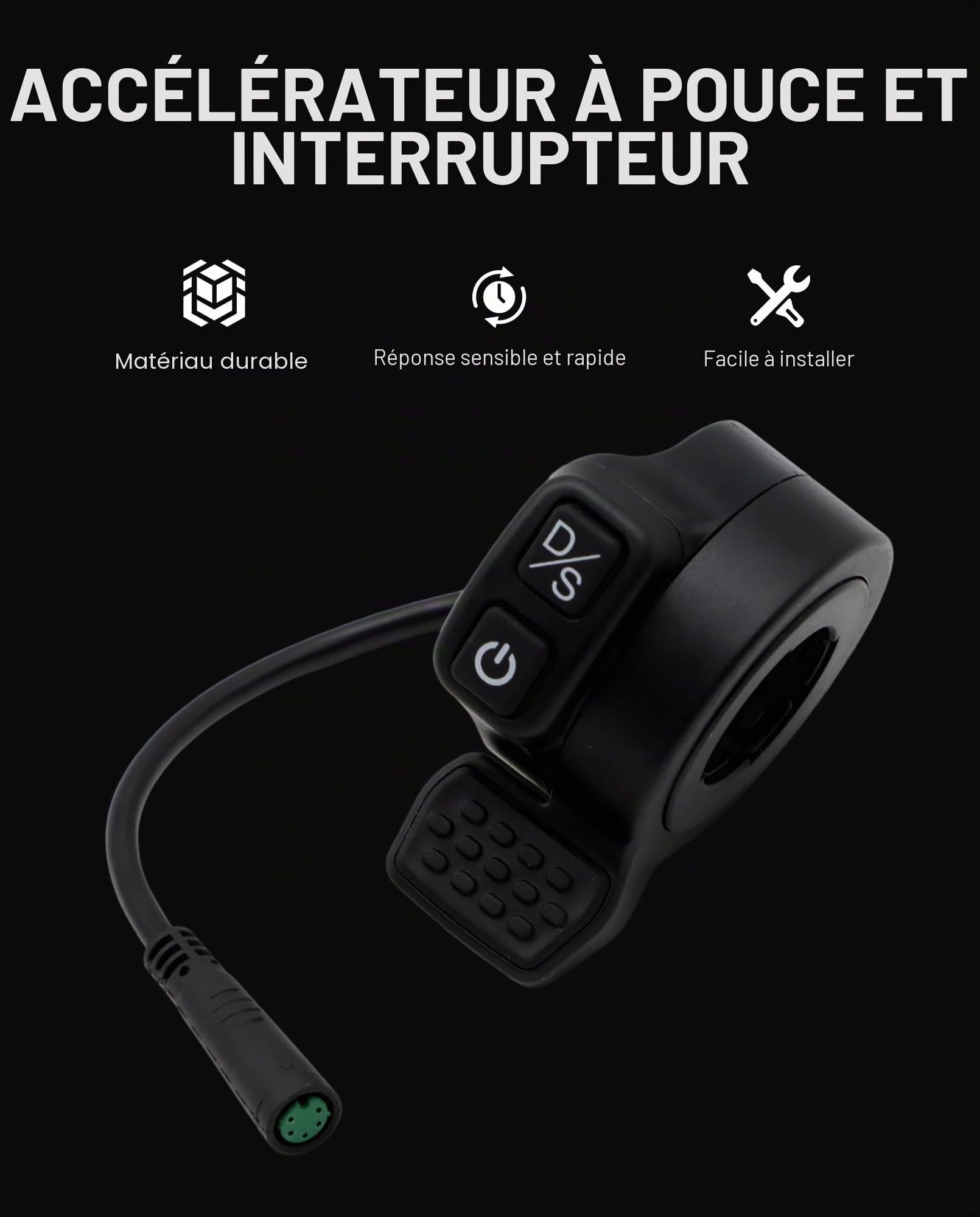 Interrupteur de commande simple/double intégré compatible avec Kukirin G2 Master, interrupteur d'alimentation de l'accélérateur à 5 broches pour le contrôle de la vitesse au pouce Accessoires