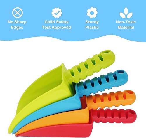 Miniatura 2 de Juguetes de pala de playa para niños: palas de arena de plástico resistente, herramientas para niños pequeños, paquete de 4 juegos de juguetes de