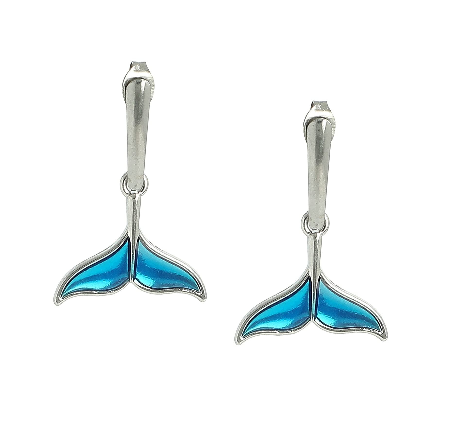 El Regalo Mermaid Tail Drop Dangle Earrings- Enameled Hypoallergenic Ocean Dolphins Tail Earrings for Women & Girls (Silver Finish) (B09YRZNHBL) Amazon Price History, Amazon Price Tracker