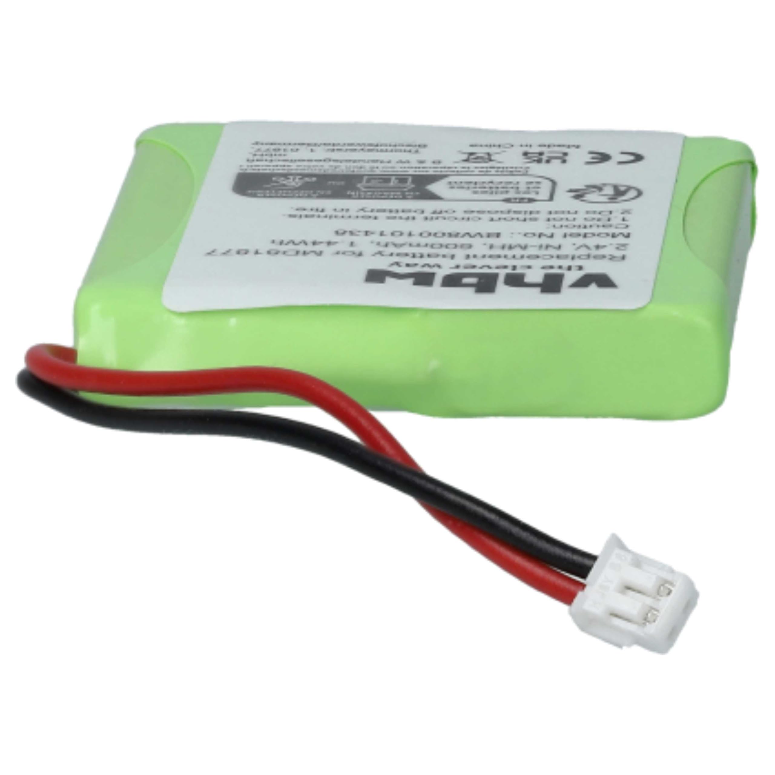 vhbw 10 x akumulator kompatybilny z Xenios ICB010, ACB015, ACB010, ICB015 bezprzewodowy telefon stacjonarny (600 mAh, 2,4 V, NiMH)