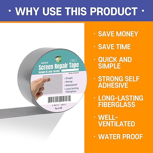 Miniatura 9 de HA SHI Kit de reparación de pantalla para ventanas o puertas (2 pulgadas x 6.5 pies, negro) Cinta adhesiva fuerte de 3 capas, fabricado en Corea,