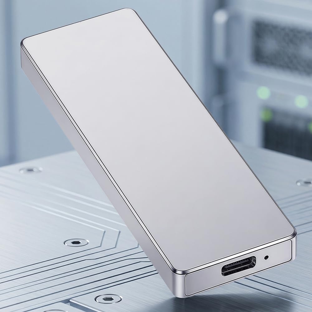 Portable SSD External Hard Drive, 64GB High Capacity External Storage for Photos Videos, USB 3.1 Type-C Interface, Silver
