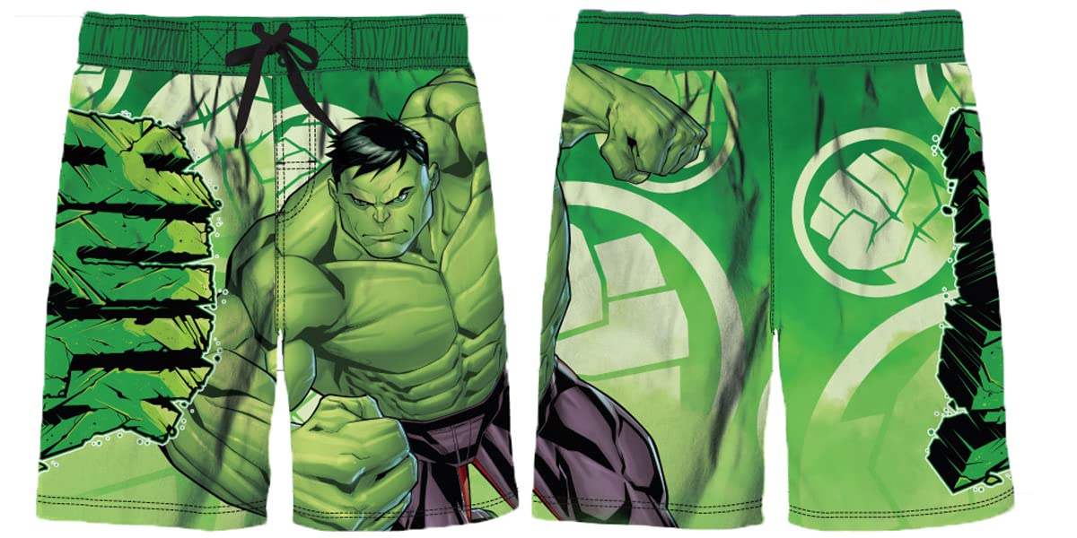 Marvel The Incredible Hulk Big Boys Swim Trunks, Green, 10-12