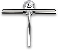 Vista 1 de Escobilla de goma para puerta de cristal de ducha con soporte, hoja de silicona de 10 pulgadas, mango cromado de acero inoxidable, para ventana