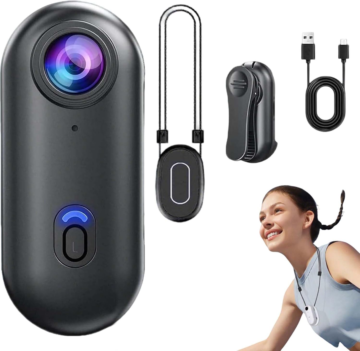 Varnock Hd Action Camera, Treklon POV Camera 4k Waterproof, Varnock Motorcycle Camera,The Snap Cam, Hd 1080p Mini Wearable Body Adventure Action Cameras with Audio, Video (Black, 1080 Simple)