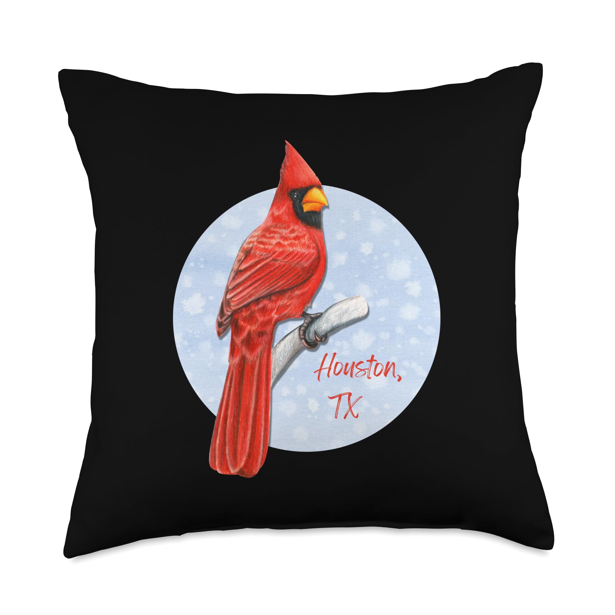 Texans Cardinal Bird Lover Houston, TX Pride Red Cardinal Birder Birdwatching Throw Pillow, 18x18, Multicolor