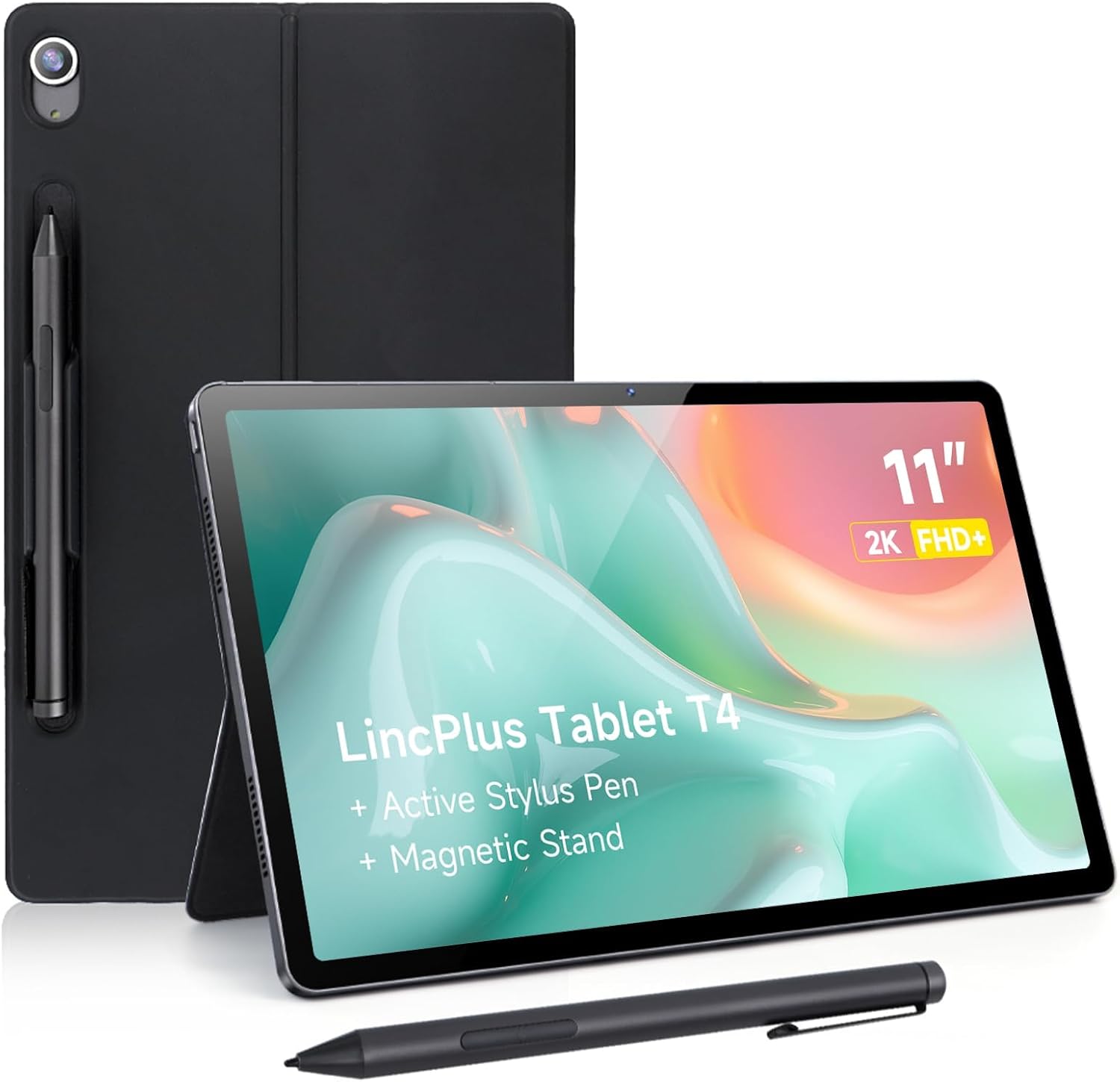 lincplus T4 tablet med pen og etui, 11 tommer 2k IPS-skærm, MediaTek Helio G99, 12GB RAM, 128GB ROM, 8100mAh batteri