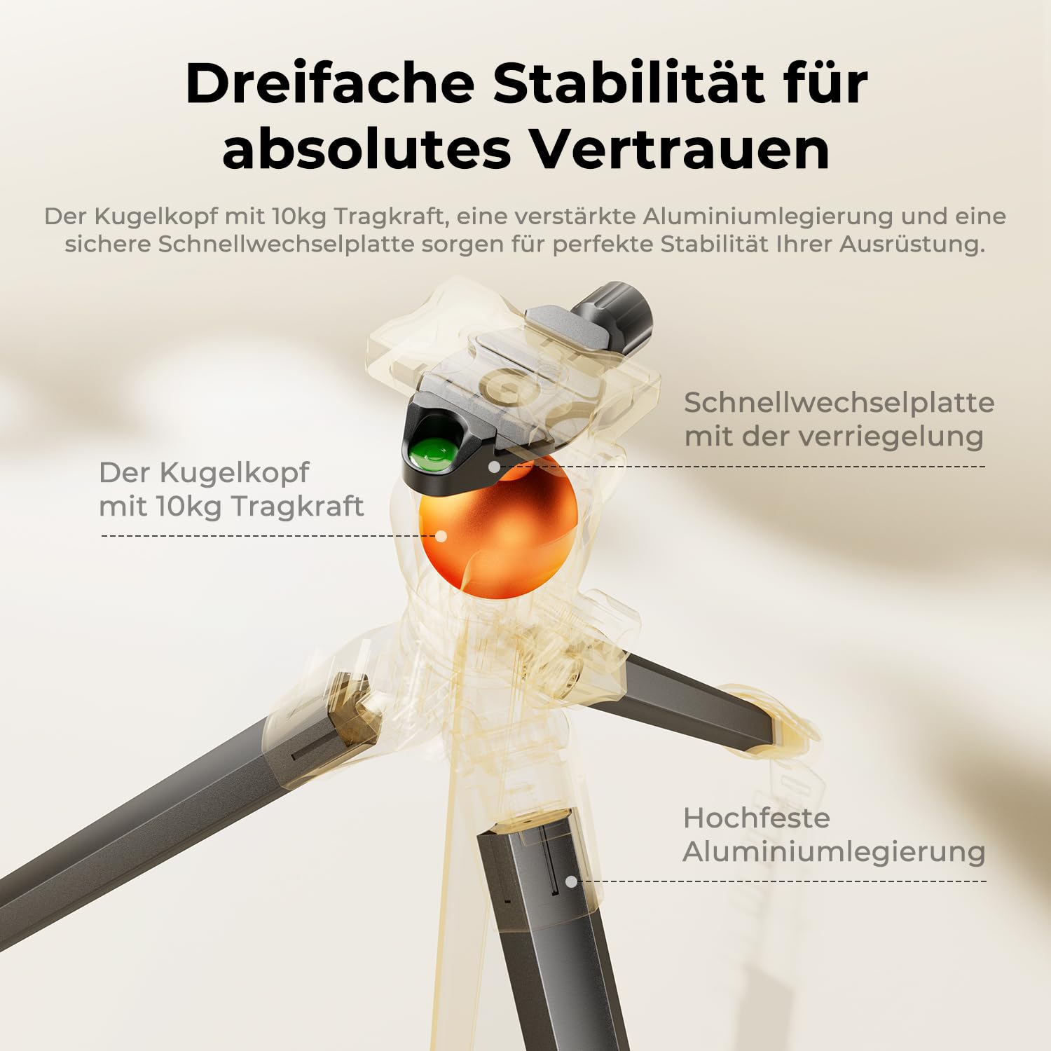 K&F CONCEPT Kamera Stativ Handy Stativ, Schwarz-Orange | Tripod für Smartphone mit Handy Tablet Halterung, Aluminium Reisestativ, Vorwärtsklappbar, 10KG+162CM, Kugelkopf A305A1+BH-40