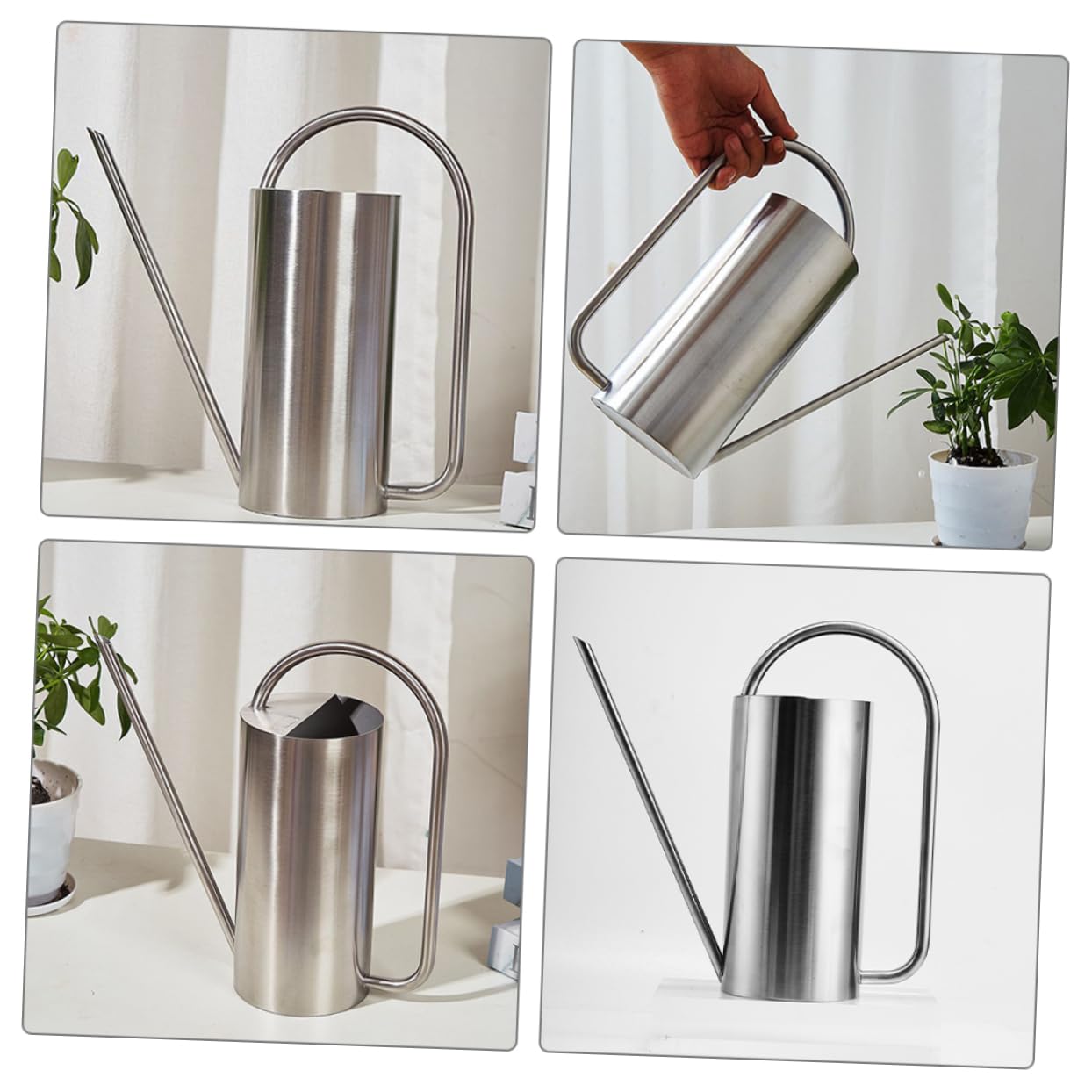 INOOMP Annaffiatoio in Acciaio Inox Con Beccuccio Lungo Vaso Per Annaffiare Piante Da Giardino e Fiori Resistente e Stabile Per Uso Prolungato