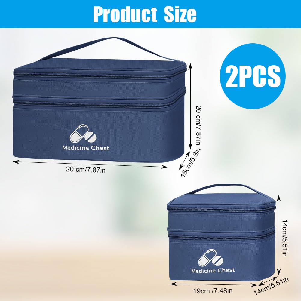 DiULi Set da 2 Pezzi Borsa Pronto Soccorso, Impermeabile Kit di Primo Soccorso Vuoto a Doppio Strato, Portatile Porta Medicine da Viaggio per Casa, Esterno, Blu Navy