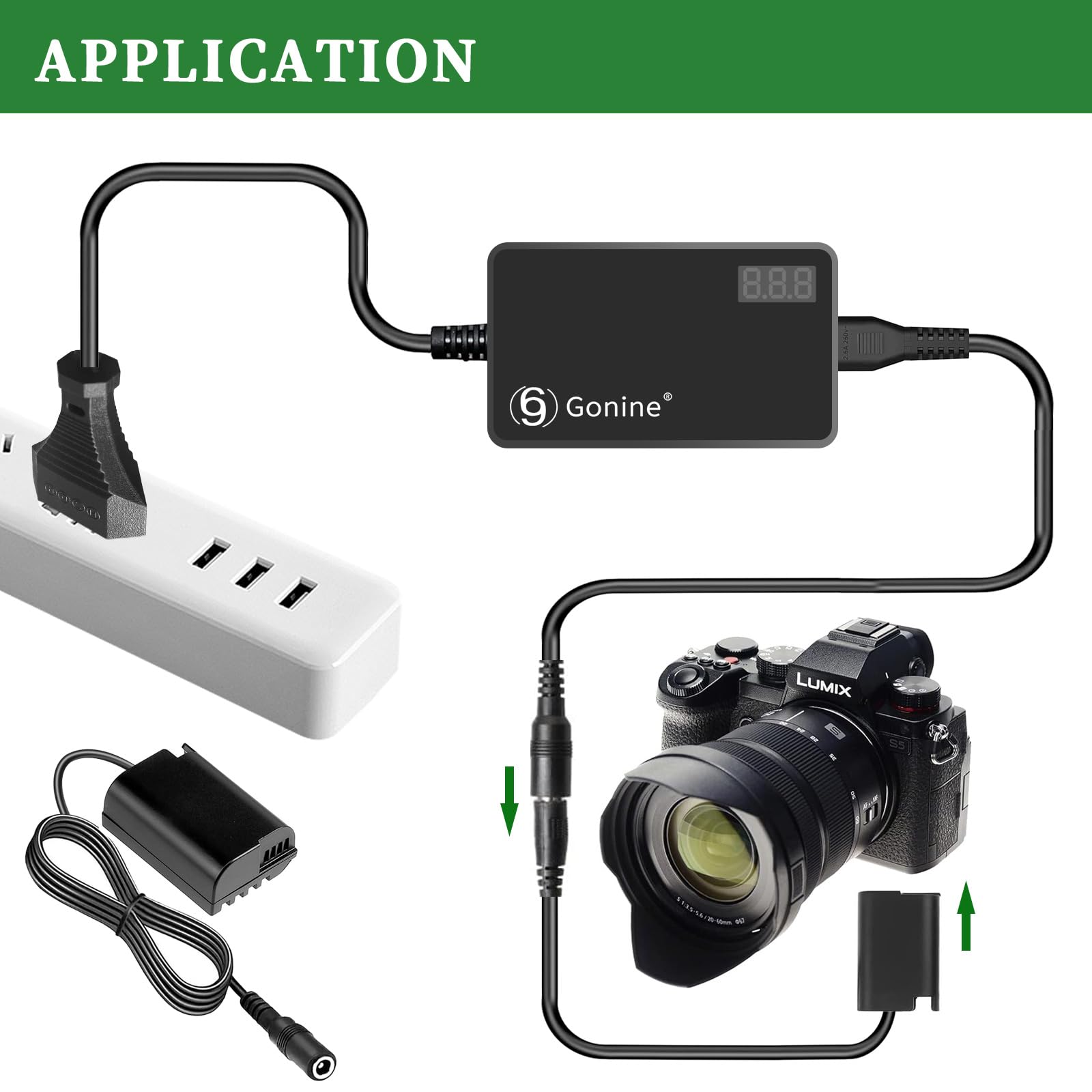 DMW-DCC17 Adattatore AC fotocamera DMW-BLK22 Kit alimentazione batteria fittizia compatibile con le fotocamere Panasonic LUMIX S5 DC-S5 DC-S5K DC-S5GK GH5 II GH6 DC-GH7 Battery Grip DMW-BGS5