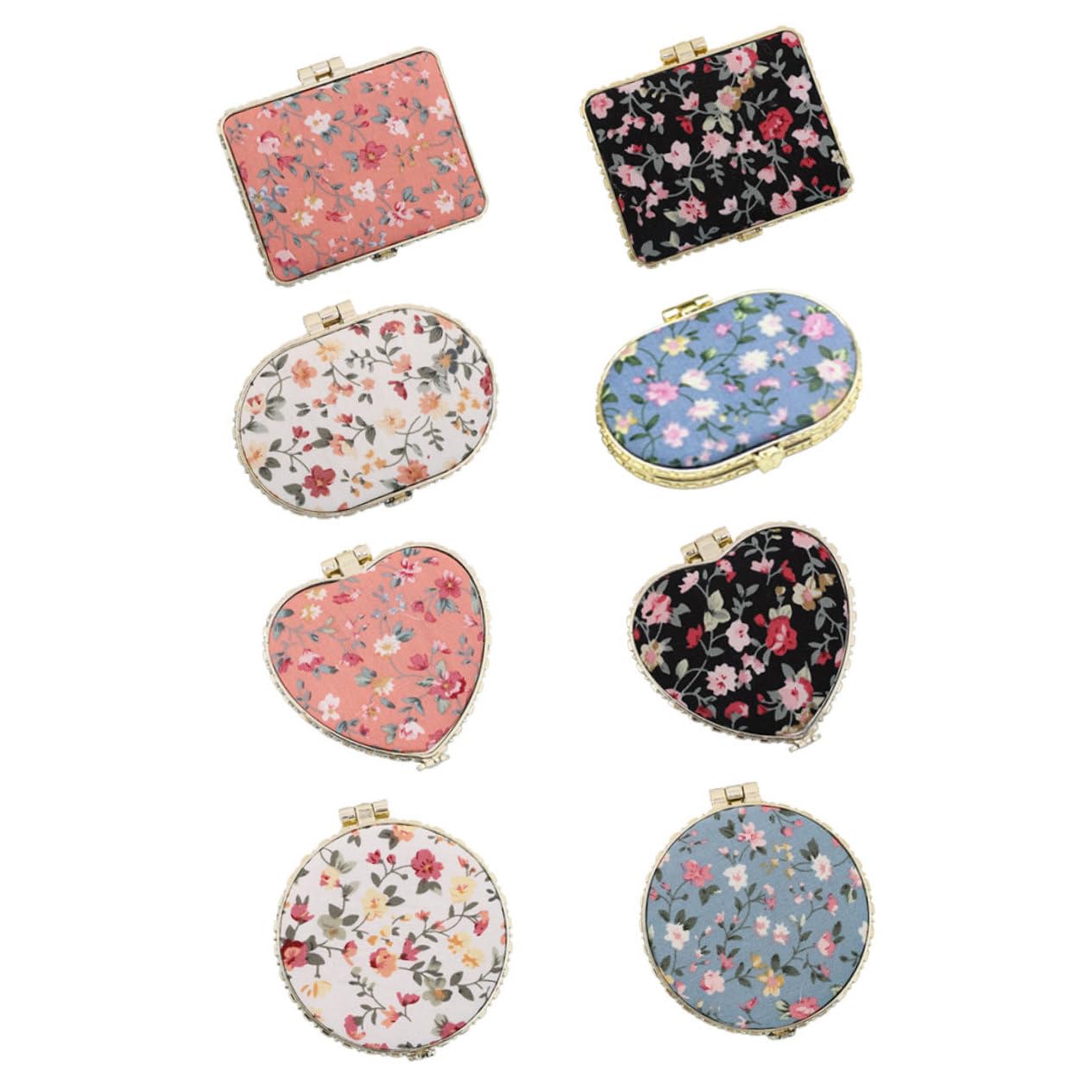 8piezas Espejo Compacto De Viaje Espejo De Maquillaje Diseño Floral De Bolsillo Pequeño