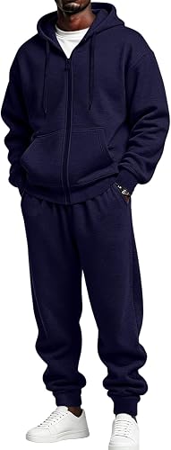 Workout Sets Zip Up Hoodie Men Baggy Sweatpants With Pockets