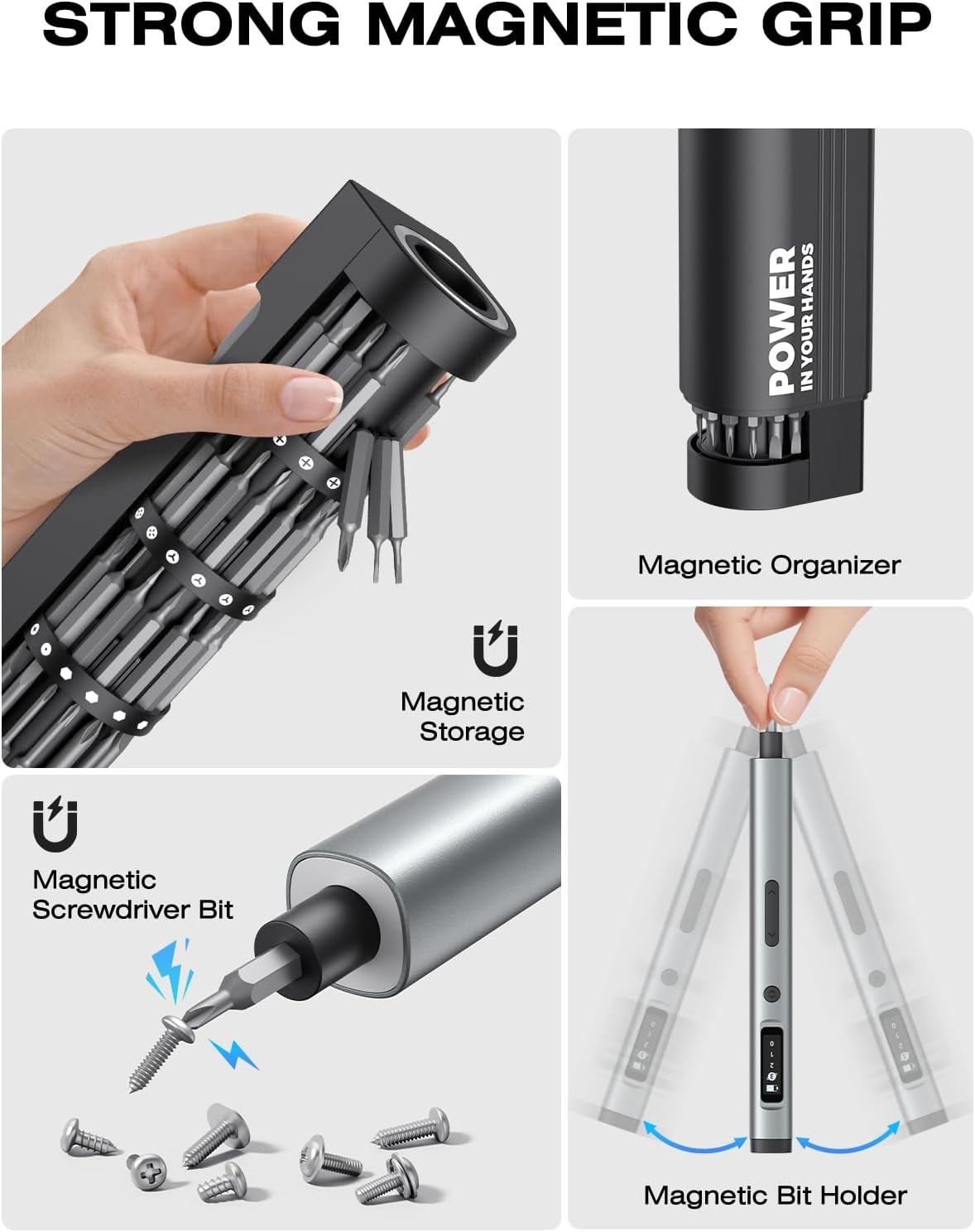 90 in 1 Mini Electric Screwdriver, SMOOTHARMOR Precision Screwdriver Set Cordless with 78 S2 Bits, 0.15-0.55 N.m Torque, Magnetic Storage, 500mAh, LED Light, Power Repair Tool Kit for Phone Laptop PS5