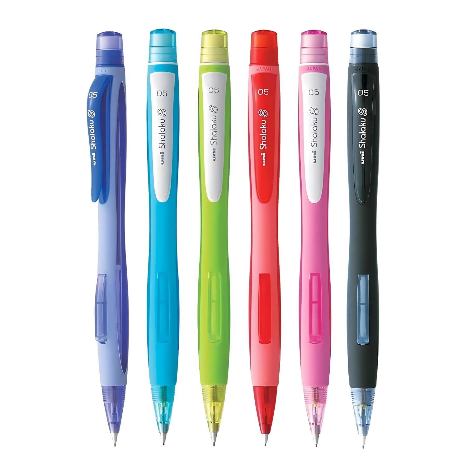 Uniball Shalaku 0.5mm Mechanical Pencil (M5-228) | Rubberized Body with Unique Side Click Mechanism | Body Color May Vary, Pack of 5