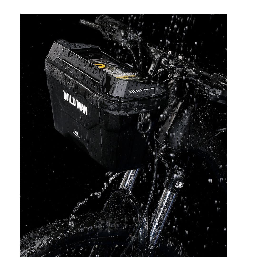 WILD MAN Bolsa de Manillar de Bicicleta Resistente a la Lluvia de liberación rápida de 3 L, Cesta rígida para Bicicleta MTB, Bicicleta de montaña, Carretera y Scooters (XT8, Negro)