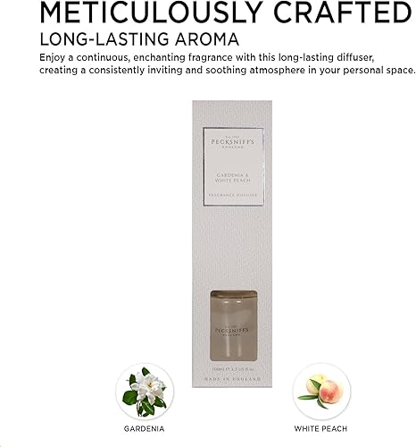 Miniatura 3 de Pecksniffs Gardenia and White Peach Difusor de fragancia de 3.3 onzas líquidas