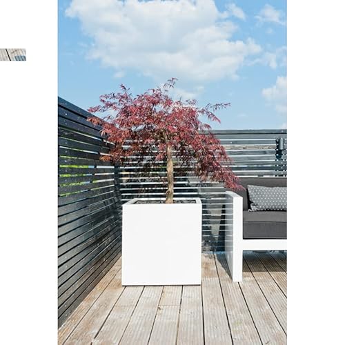 GREENERIA Elegante maceta cuadrada blanca brillante para interiores y exteriores, 20 pulgadas de alto x 20 pulgadas de ancho x 20 pulgadas de largo, maceta en forma de cubo