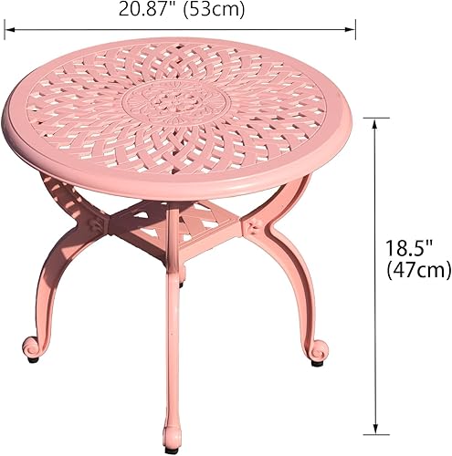 Miniatura 3 de Mesa auxiliar de aluminio fundido para exteriores, mesa de patio pequeña, mesas de centro al aire libre para patio, jardín, balcón, para todo tipo