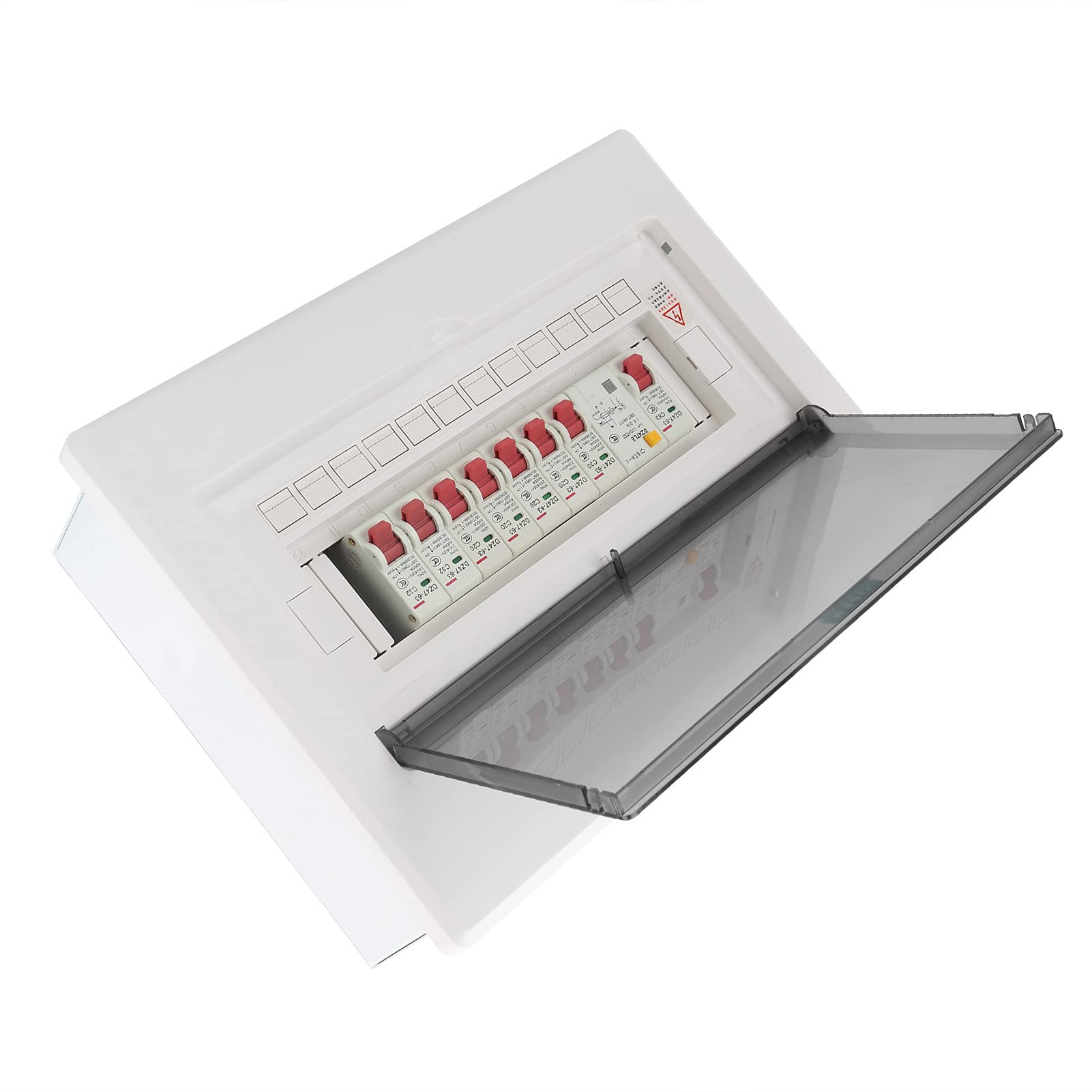 Cryfokt Caja de Distribución de Iluminación Eléctrica de 7 Vías 63A con Interruptor de Protección contra Fugas 1P, Panel de Disyuntor de Plástico Retardante de Llama, Instalación Oculta para Seguridad