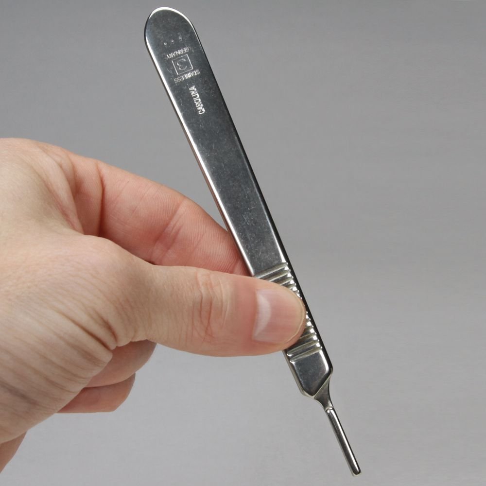 Surgeon's Scalpel Handle, No. 3, Chrome, Uses Blades No. 10-12, 15