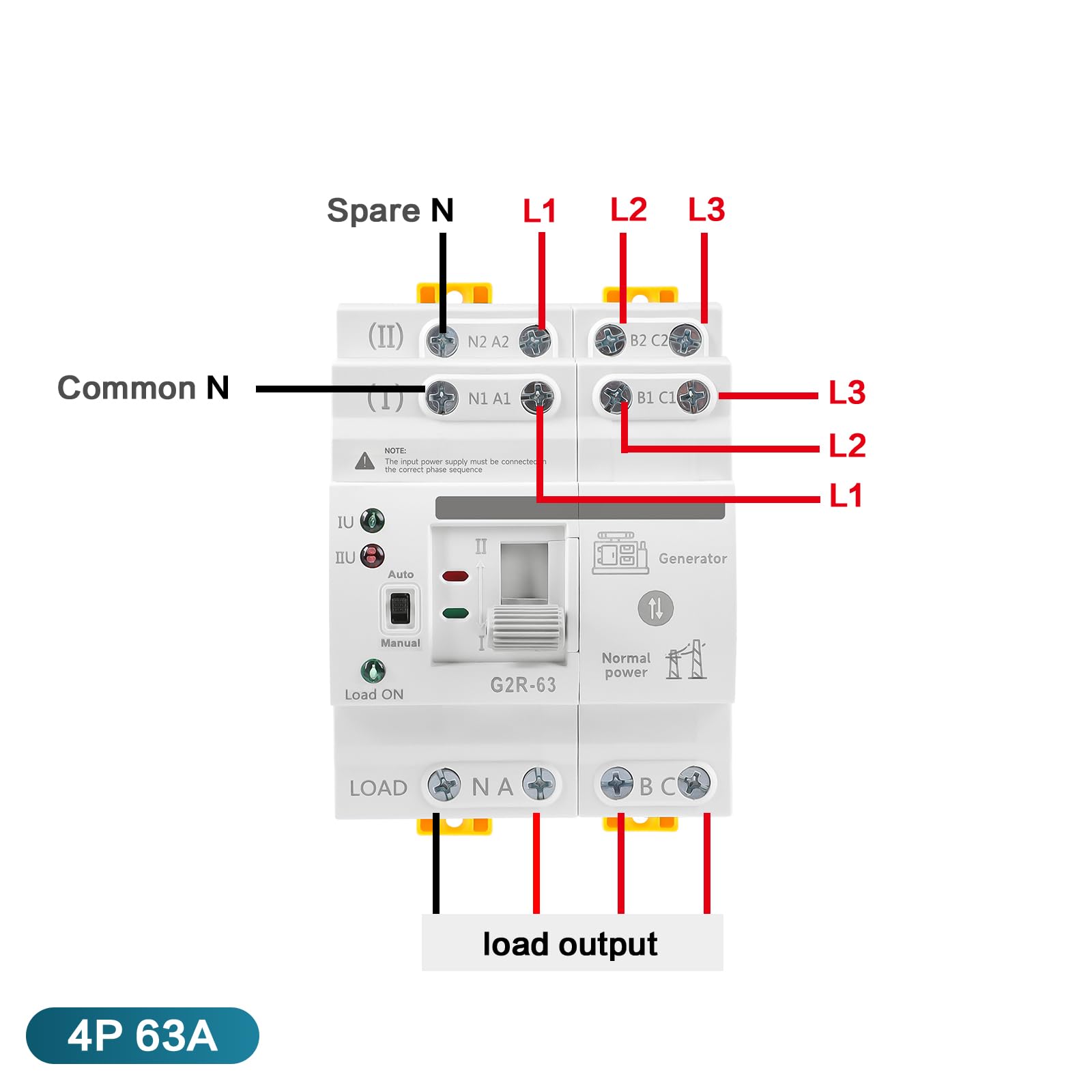 Jadeshay Dual Power Automatischer Transferschalter, ATS-Stromversorgungscontroller Unterbrechungsfreier Transferschalter G2R 4P 63A Automatischer Transferschalter Elektrische Wahlschalter 220V