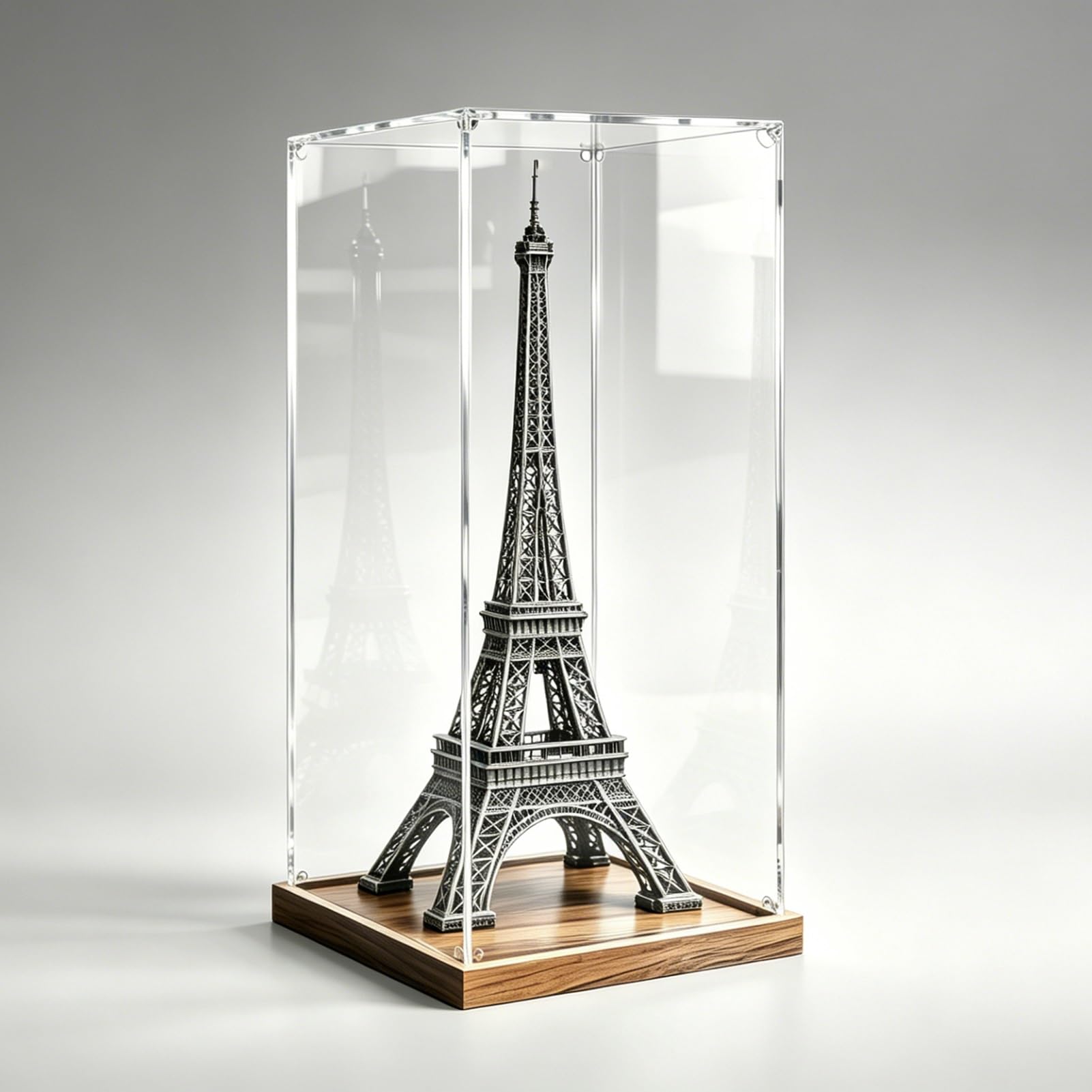 24 26 28 31 in Clear Tall Acrylic Display Case for Figure, UV Protected Collectible Display Box with Wood Base, Dustproof Alternative Glass Case(Wood,20x20x20cm/8x8x8in)