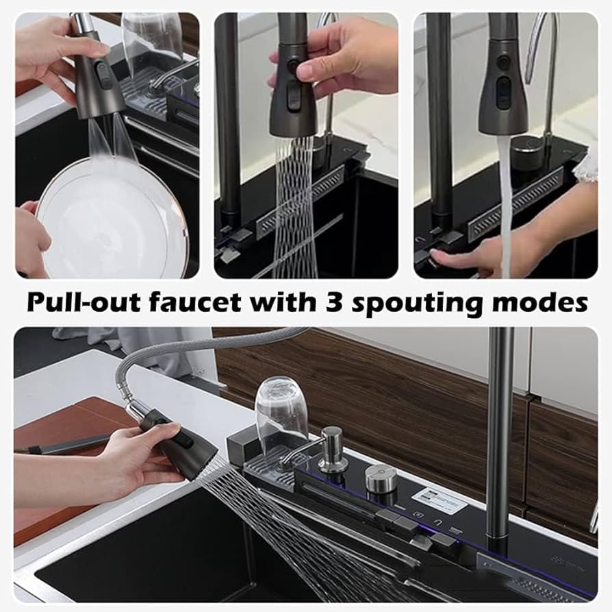 Digital Display Embossed Stainless Steel Nano Black