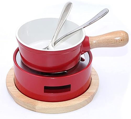 KFJZGZZ Juego de fondue de queso, juego de fondue de aleación de aluminio, incluye ollas de cerámica, olla de porcelana de primera calidad para