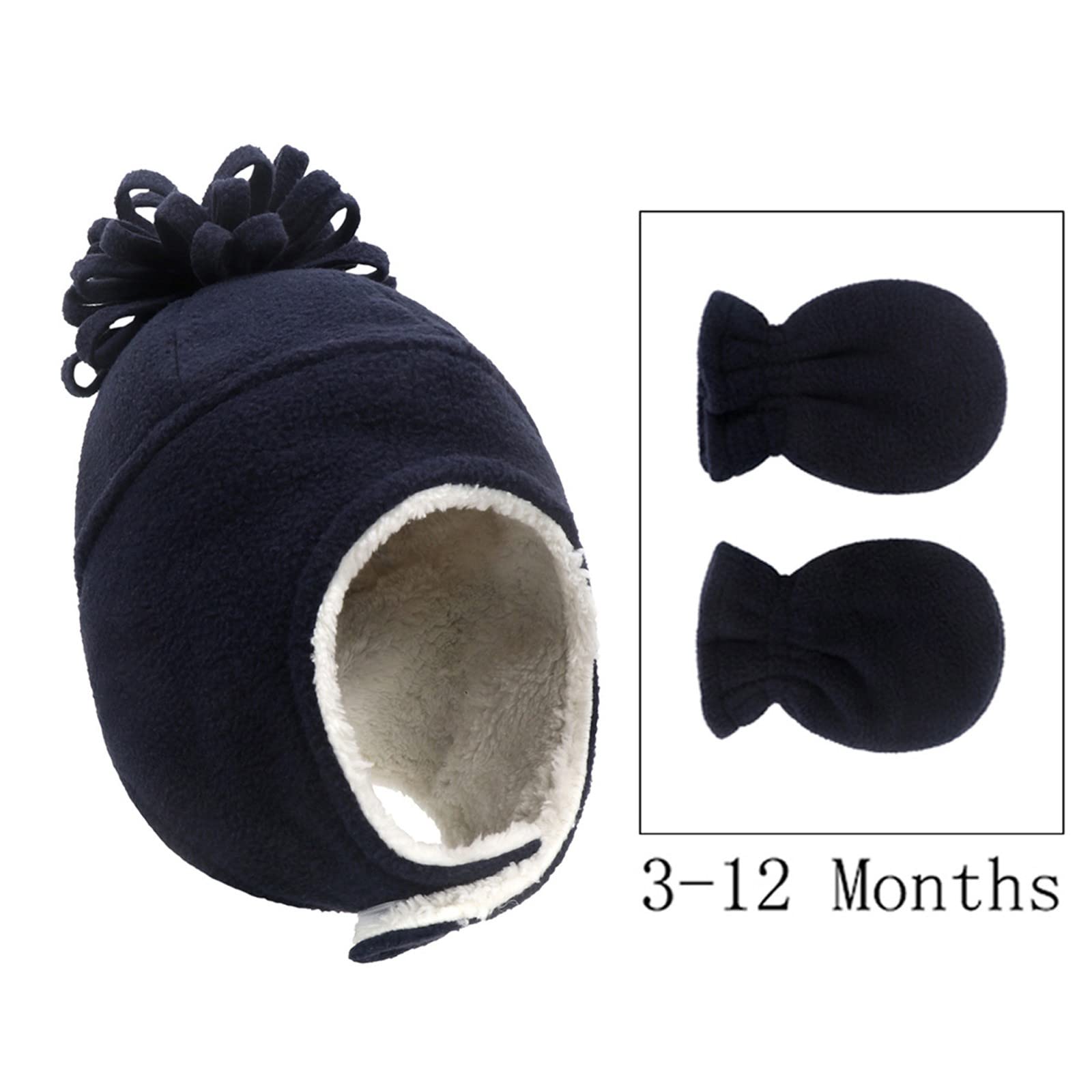 Gorro de Invierno Cálido Pack de 2 Cálidos Guantes de Invierno Fijo Y para Niños Gorros Gorros de Lana Gorros de Hombre Invierno/Navy/L