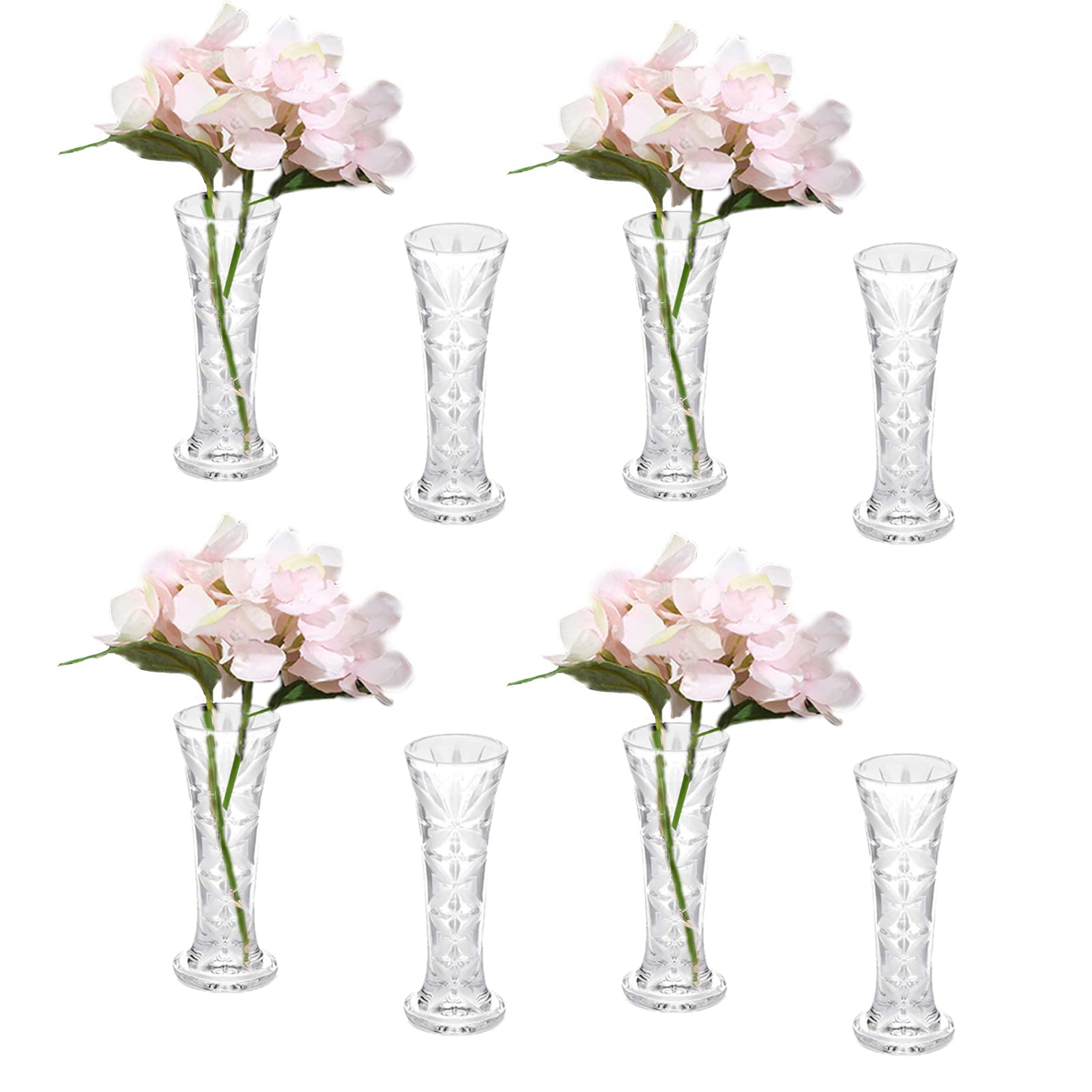 Clear Plastic Bud Vase Innjoii - Acrylic Vase 8pcs Modern, Single Rose Vases, Small Vases for Flowers Crystal Cute Cheap Bulk Skinny Centerpieces Wedding, Home Table Decor,1#