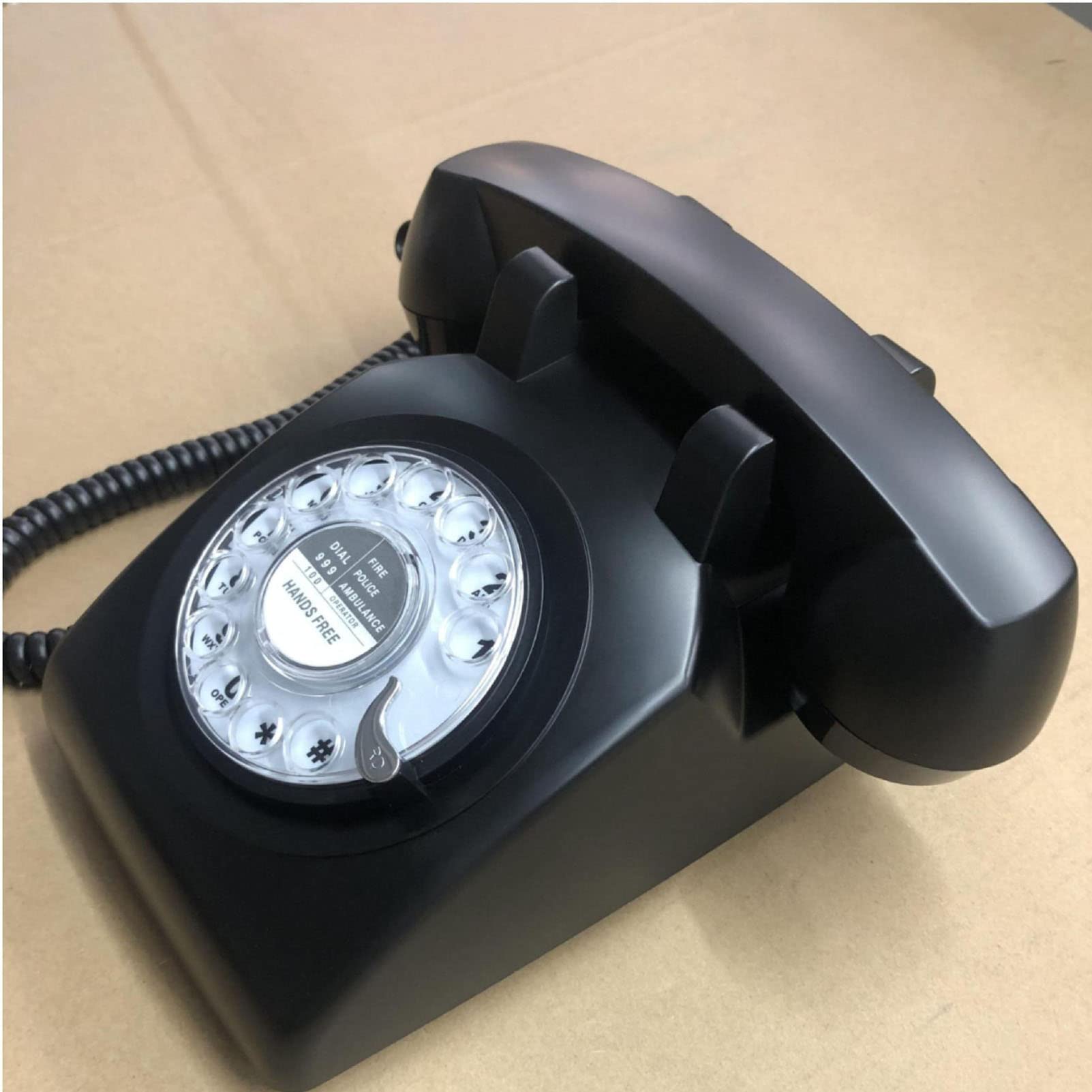 Telefono retrò con Filo per la casa Telefono Fisso Multifunzione Telefono con Filo Rotante Replica di Un Telefono Antico Dimensioni suoneria Regolabile per Ufficio di Hotel (Nero)