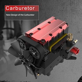 Engine ST-NF2 7.0cc Mini Inline Twin Cylinder Engine Model, Four Stroke Air Cooled Nitro Metal Engine for Tech Enthusiasts DIY Experiment Birthday Gift