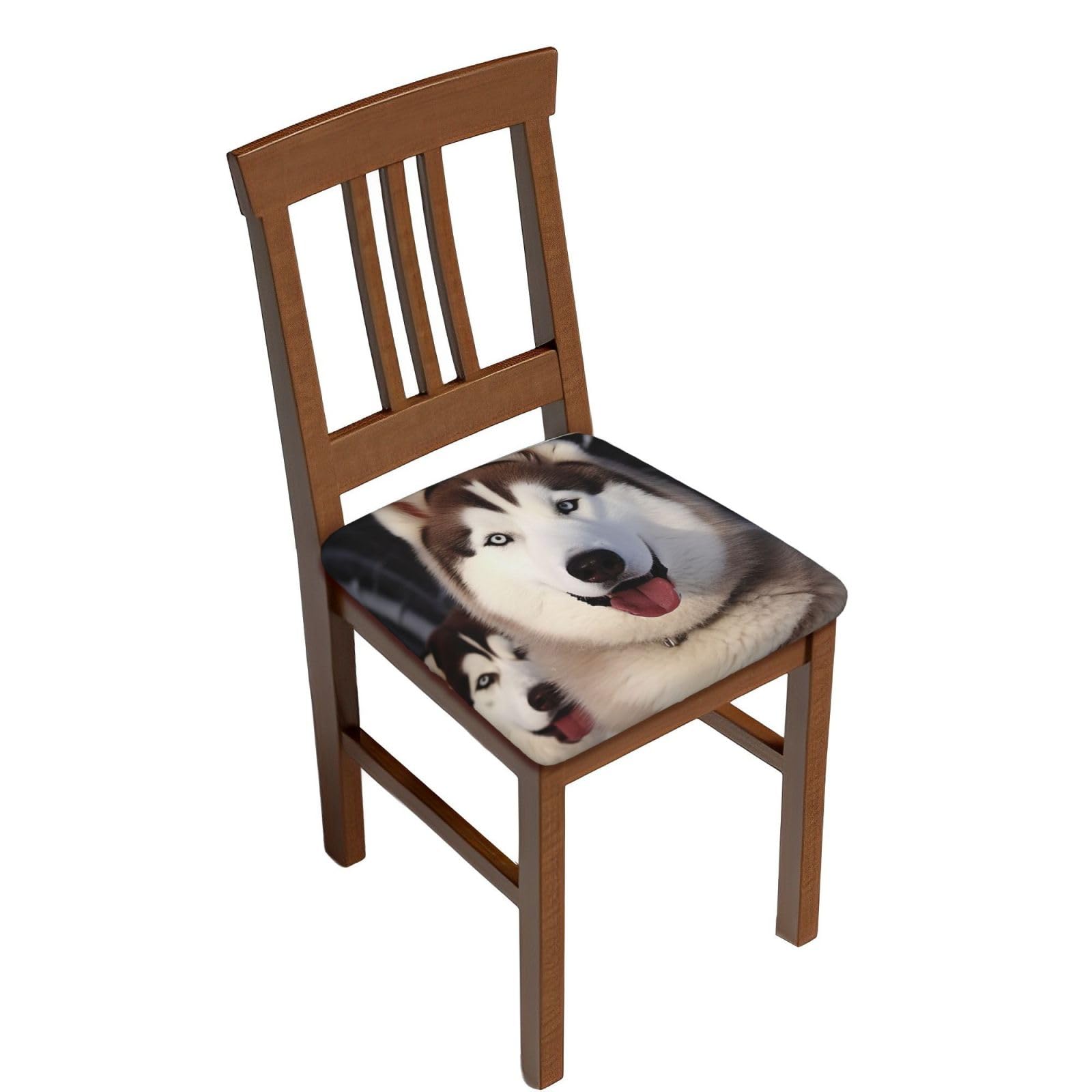 DWVTSLH Huskies Bar Stool Covers Square, Six Piece High Elastic Soft Seat Cushion Cover Protector Washable Barstool Slipcovers Nonslip Replacement Square Bar Chair Covers
