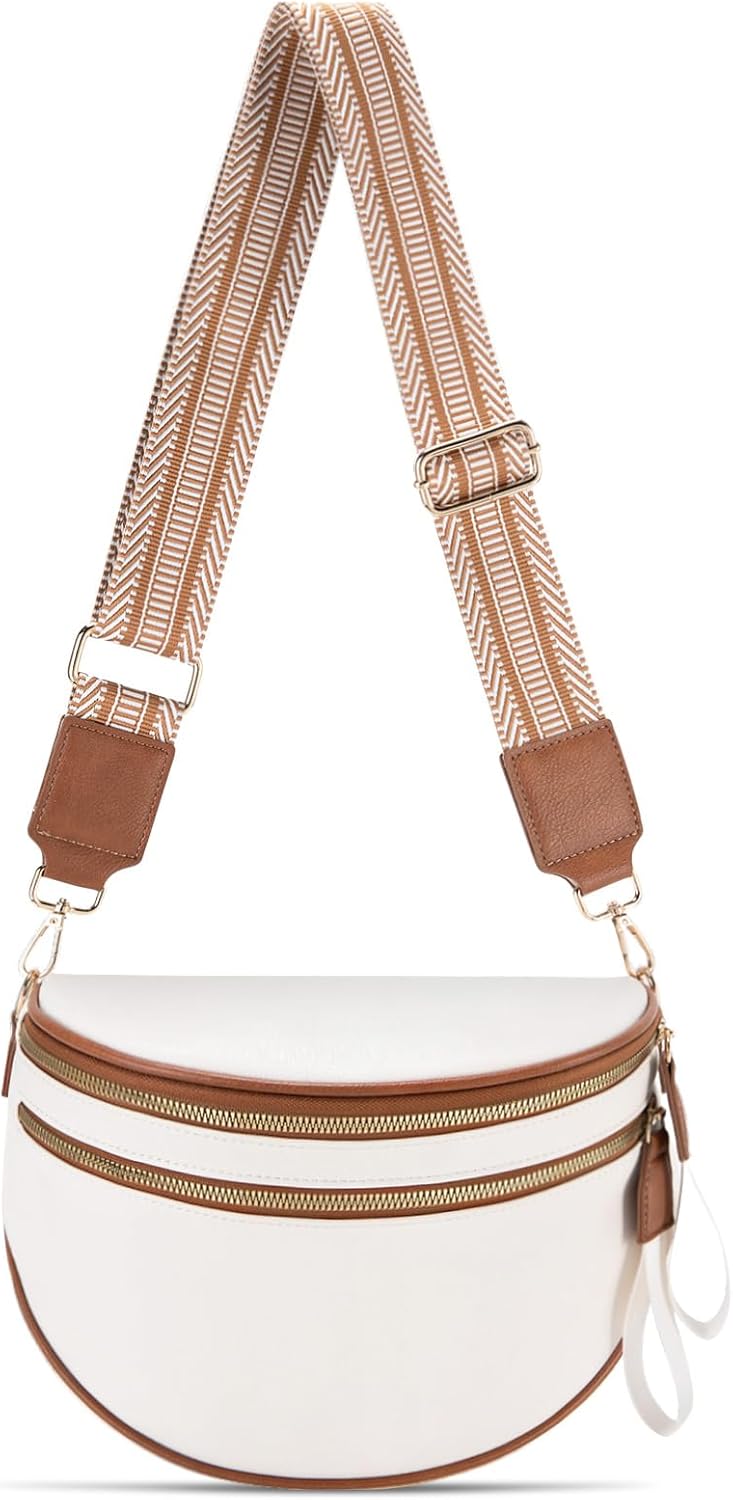 oscaurt Leather Crossbody Bag Bum Bag for Women Large Sling Bag Cross Body Purse Shoulder Handbag Fanny Pack