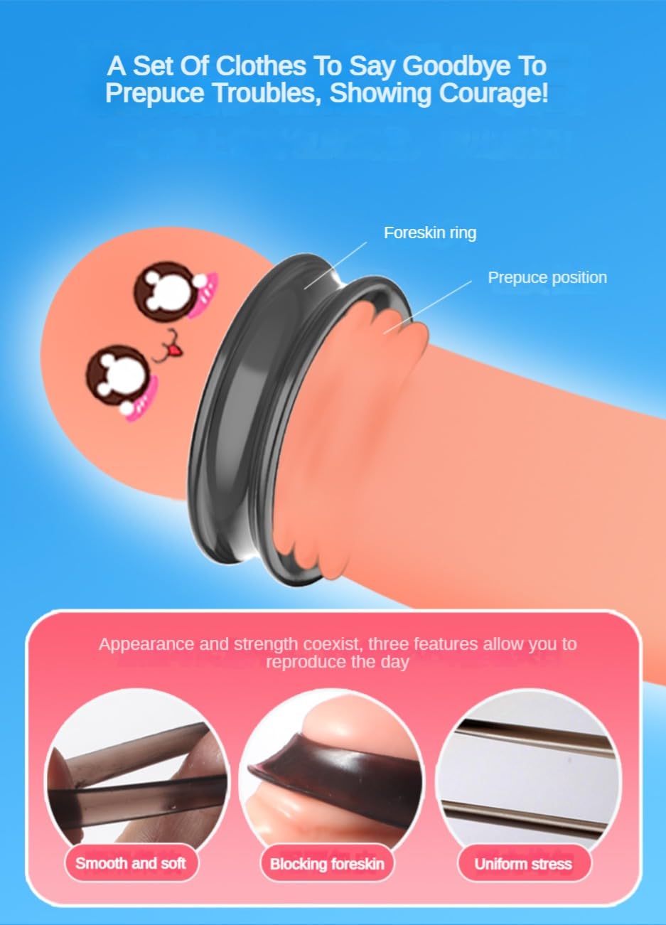 Set di Anelli di correzione in Silicone da Uomo per la rimozione dei dispositivi di ritenuta del Gallo, 3 Accessori riutilizzabili del Giocattolo Felice della Coppia