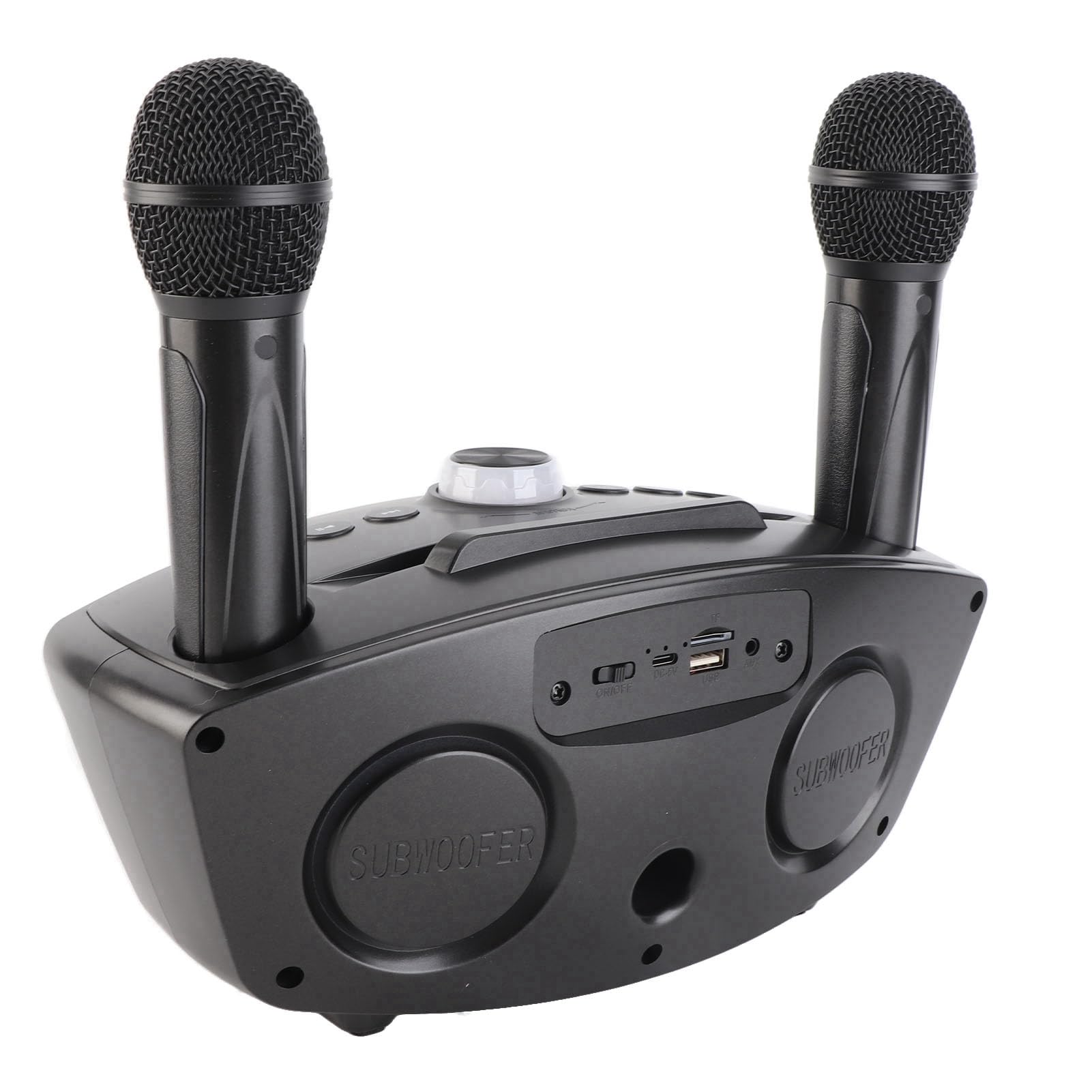 Altoparlante Bluetooth per Karaoke Domestico con 2 Microfoni per Intrattenimento Familiare e Feste, Bluetooth Wireless e AUX Supportati, Batteria da 3000 MAh (Nera)