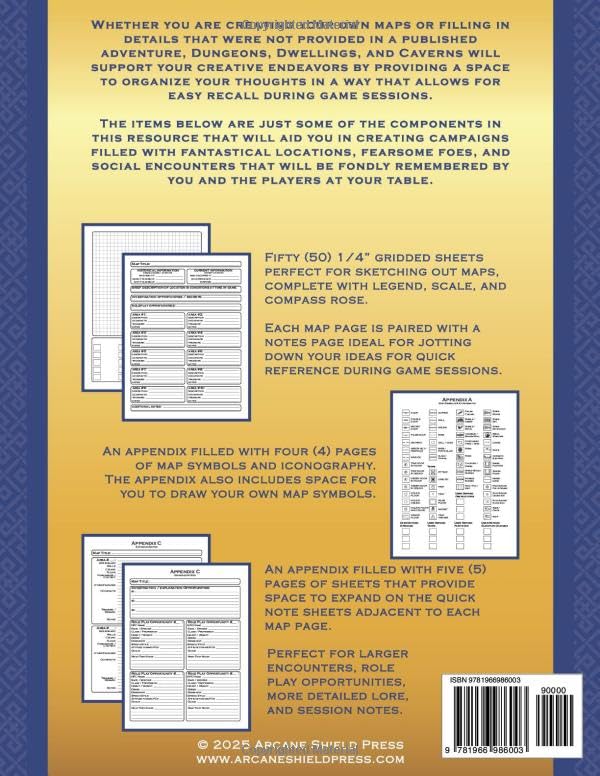 Dungeons, Dwellings, and Caverns: A Game Master's Resource for Detailing One-Shots, Side Quests, Travel Locations, and Scenarios Not Fully Detailed in ... Games (Draw Your Own Fantasy Maps) - Image 2