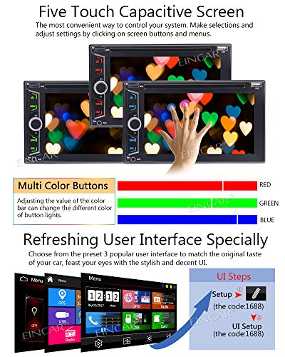 2 Din Car Stereo Bluetooth 6.2'' Touch Screen Double Din GPS Navigation in Dash Car DVD Player Autoradio with Backup Camera Rear View, USB/SD/AM/FM Audio Video Player + Steering Wheel Control + 3