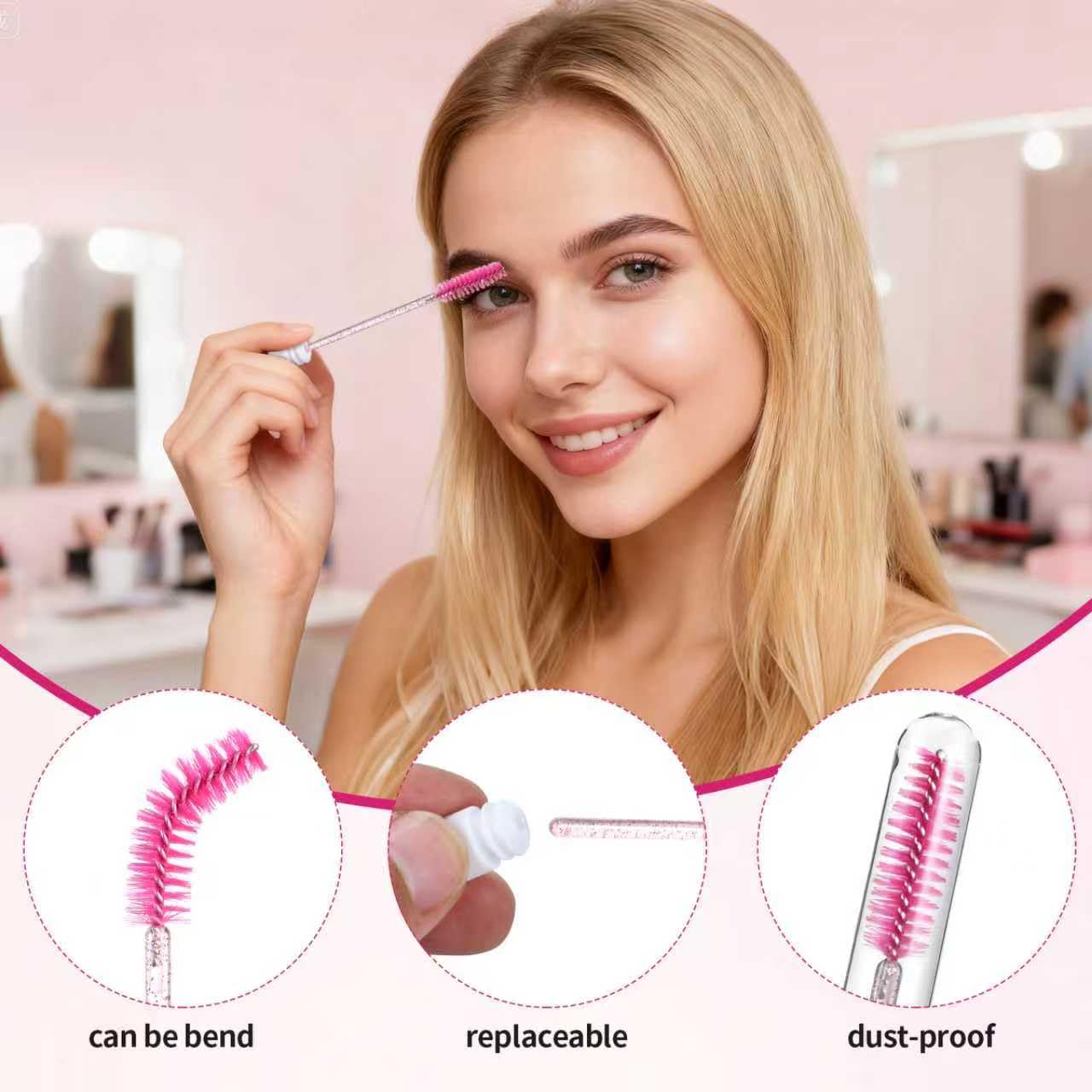 100-Piece Eyelash Extension Aftercare Kit with Shampoo Bottles and Brushes