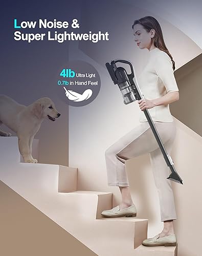 Miniatura 5 de Cordless Vacuum Cleaner, 25Kpa Powerful Suction Ultra-Lightweight Stick Vacuum, Self-Standing, Anti-Tangle, Fast Charging Vacuum Cleaner for Home