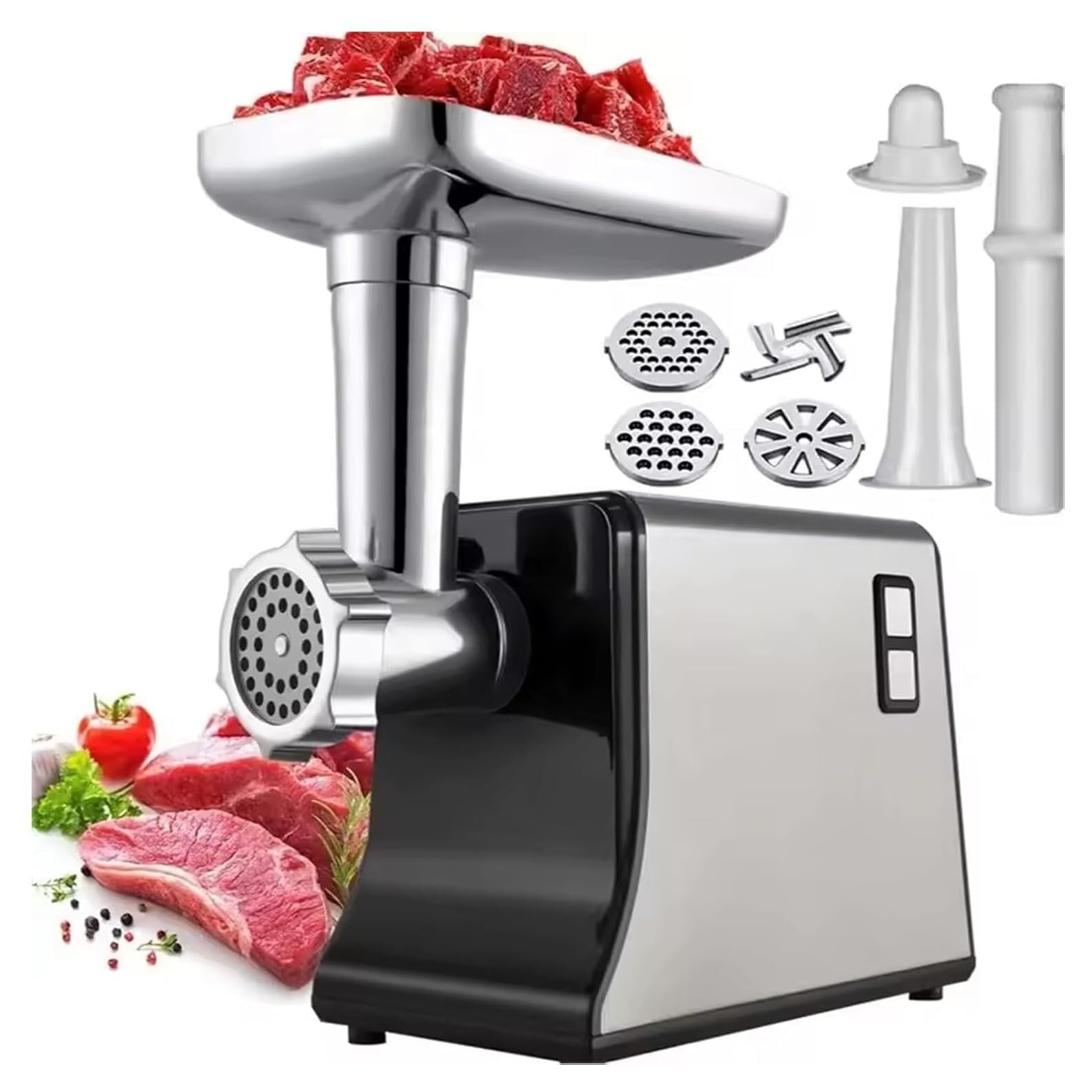 350w Electric Food Chopper,Sausage Stuffer Maker,Low Noise Operation With4 Blade 3 Grinding Plates,Grinding Plates & Stuffing Tubes,for Home Kitchen Use