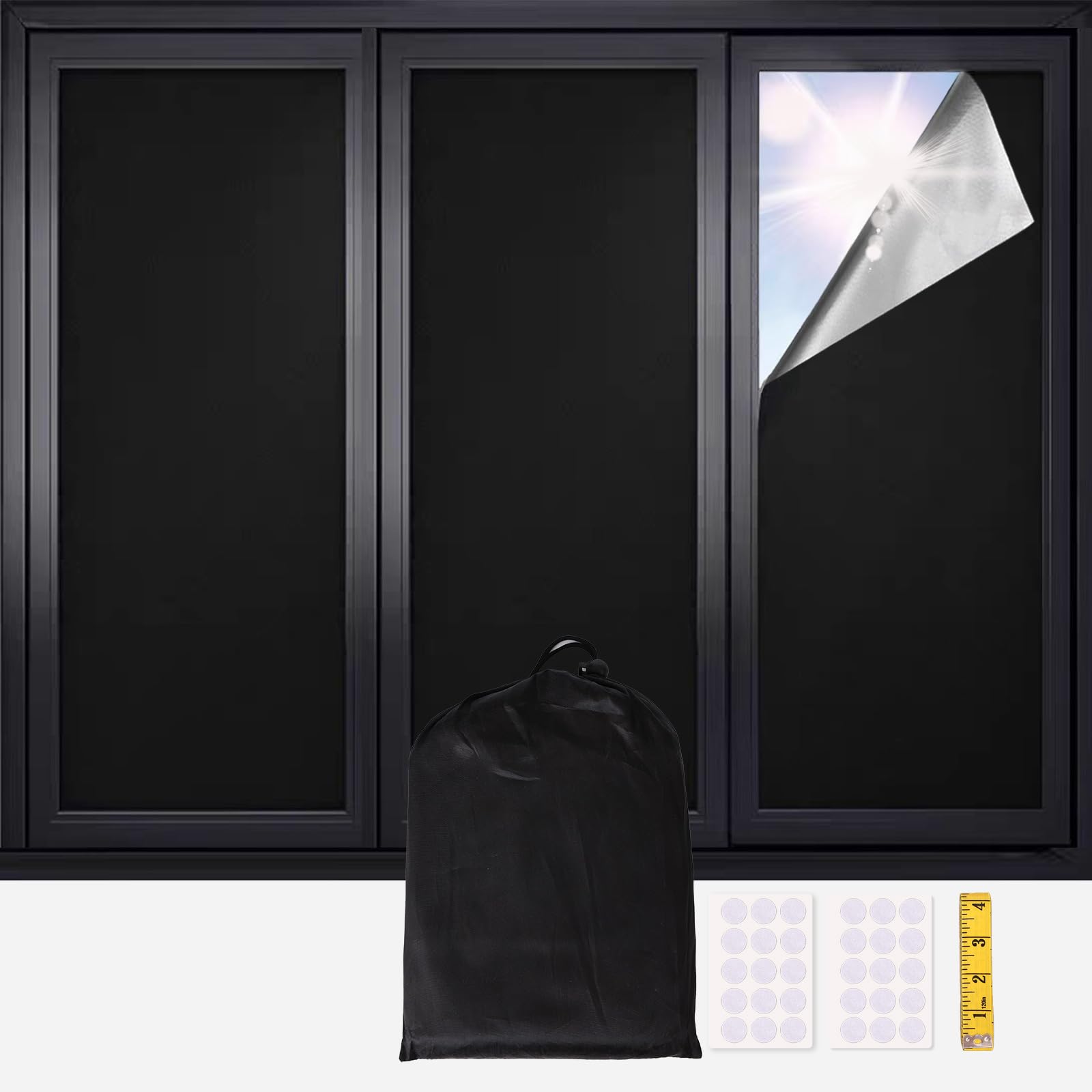 Blackout Blind, 400 X 145CM Portable blackout blinds Stick on Blinds for Window Bedroom Nursery Loft Travel RV Car