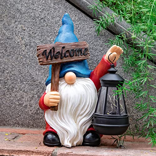 Wondhome Garden Gnome Statue With Shovel Solar Gnomes Statue With Lantern Led Outdoor Decor Lights,Terrace Resin Courtyard Lawn Patio Porch Decoration Christmas Housewarming Gift, Blue Hat … #TOP5