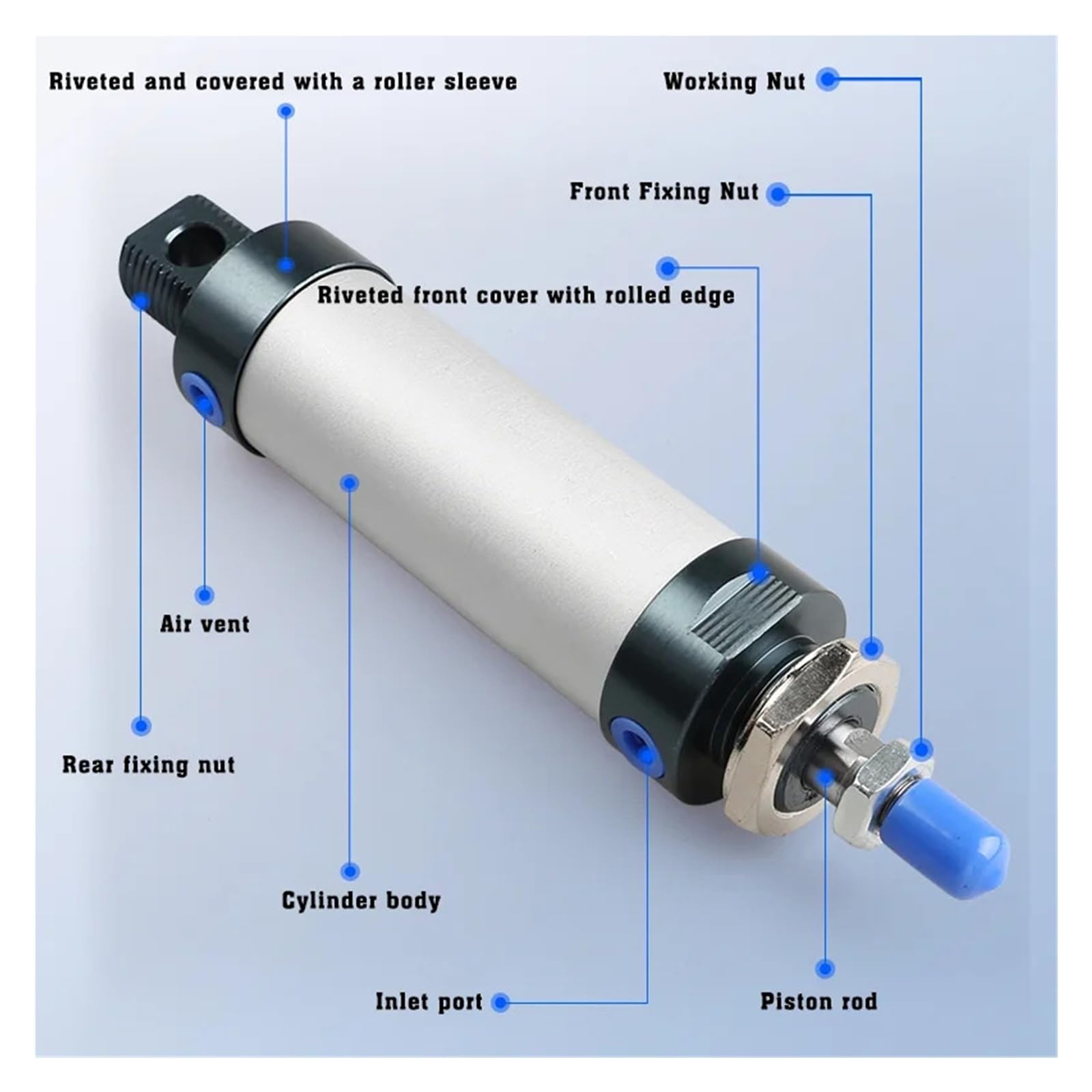 Mini cylinder pneumatyczny podwójny działający aluminiowy cylinder ze stopu aluminium 16/20/25/32 mm Bore 25/50/75/100/125/150 mm Stroke (200 mm, otwór 40 mm)
